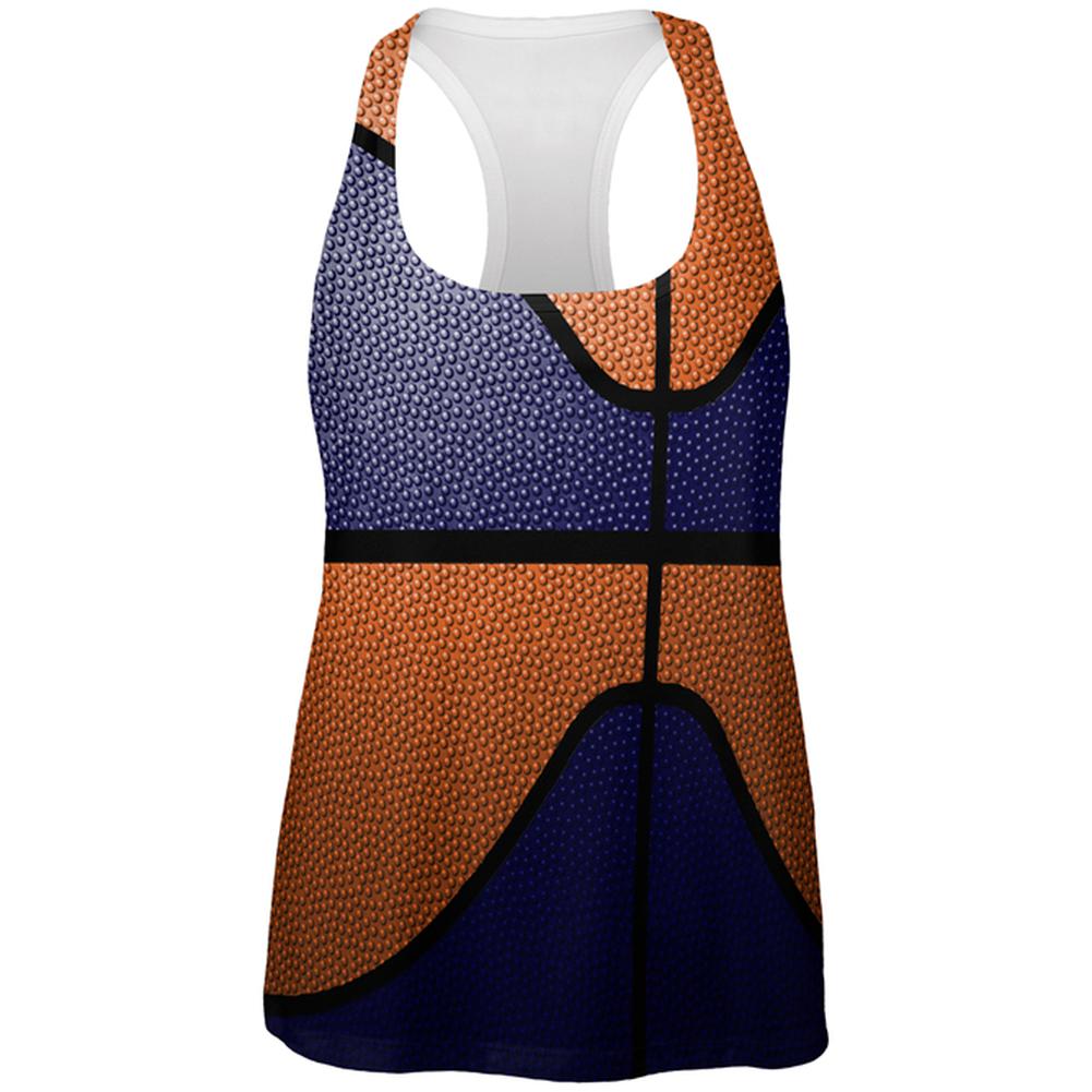 Championship Basketball Navy & Orange All Over Womens Work Out Tank Top Women's Tank Tops Old Glory 2XL Multi
