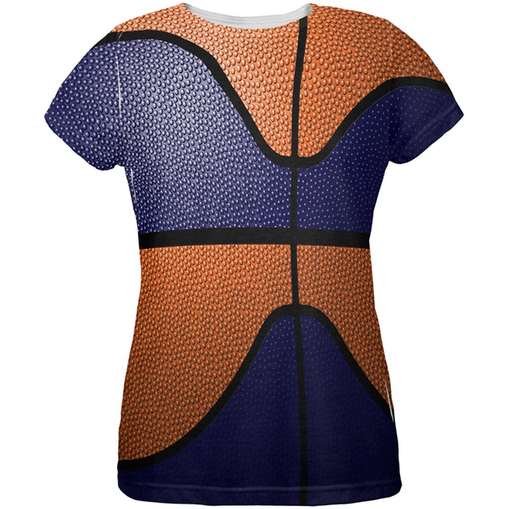 Championship Basketball Navy & Orange All Over Womens T Shirt Women's T-Shirts Old Glory 2XL Multi