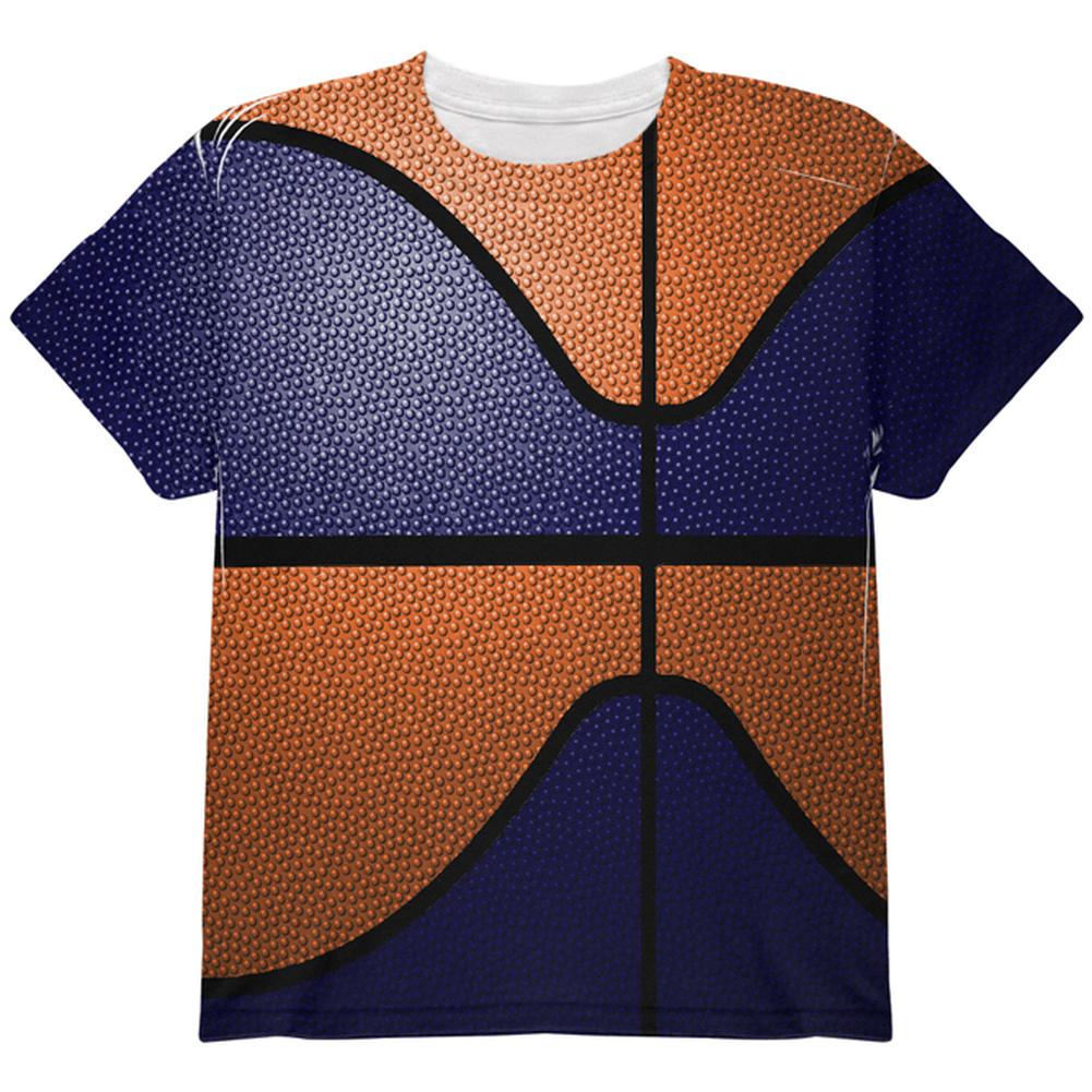 Championship Basketball Navy & Orange All Over Youth T Shirt Youth T-Shirts Old Glory LG Multi