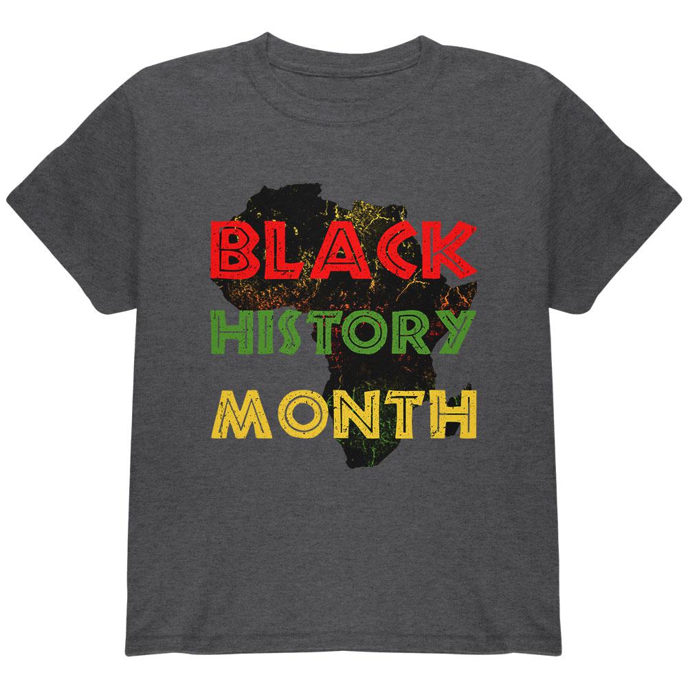 Black History Month Africa Distressed Youth T Shirt Youth T-Shirts Old Glory LG Dark Heather