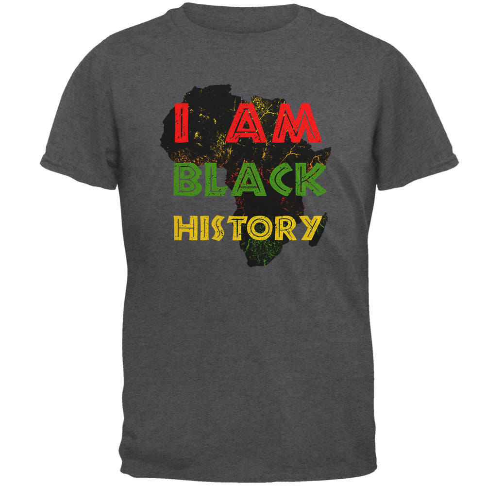I am Black History Africa Distressed Mens T Shirt Men's T-Shirts Old Glory 4XL Dark Heather