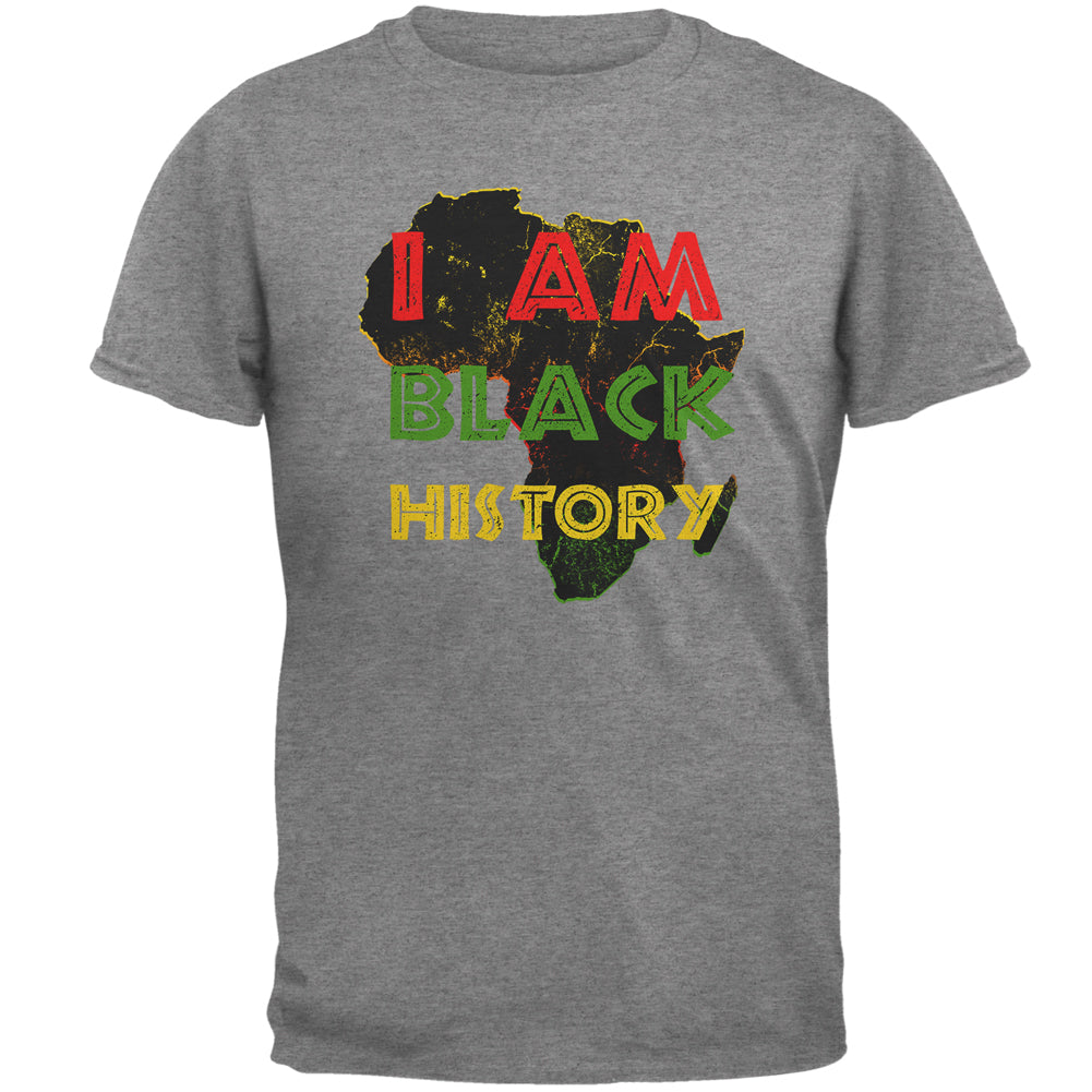 I am Black History Africa Distressed Mens T Shirt Men's T-Shirts Old Glory LG Grey