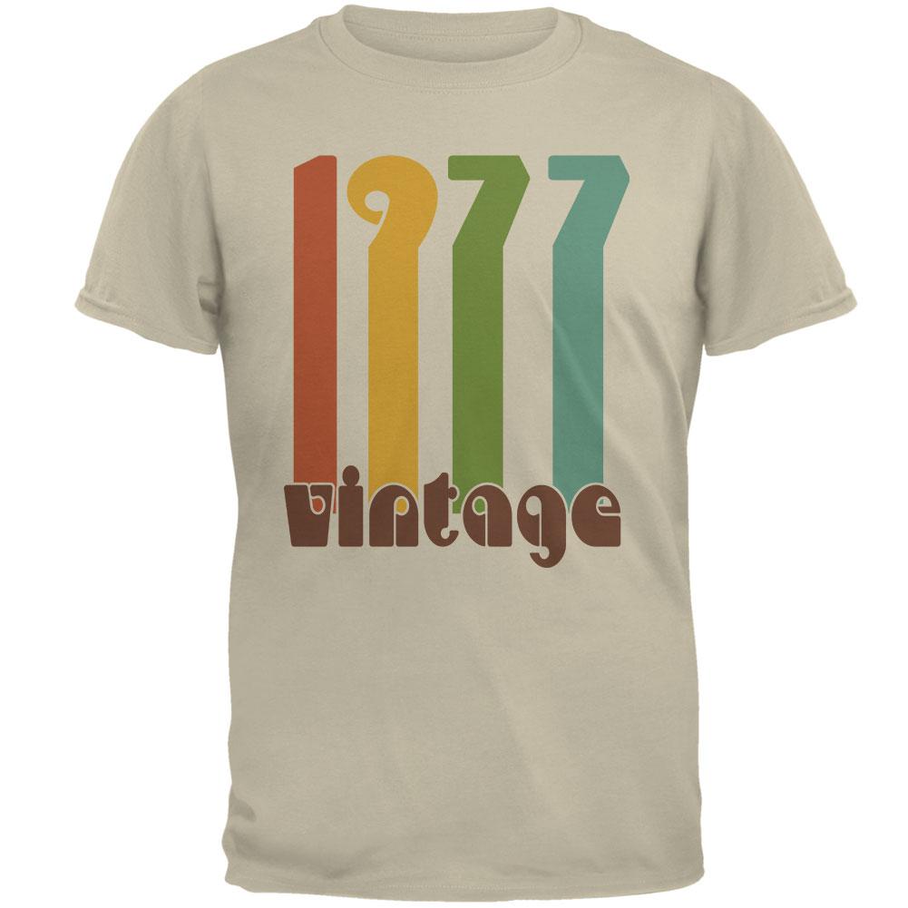 Milestone Birthday 1977 70's Color Bar Mens T Shirt Men's T-Shirts Old Glory 2XL Sand