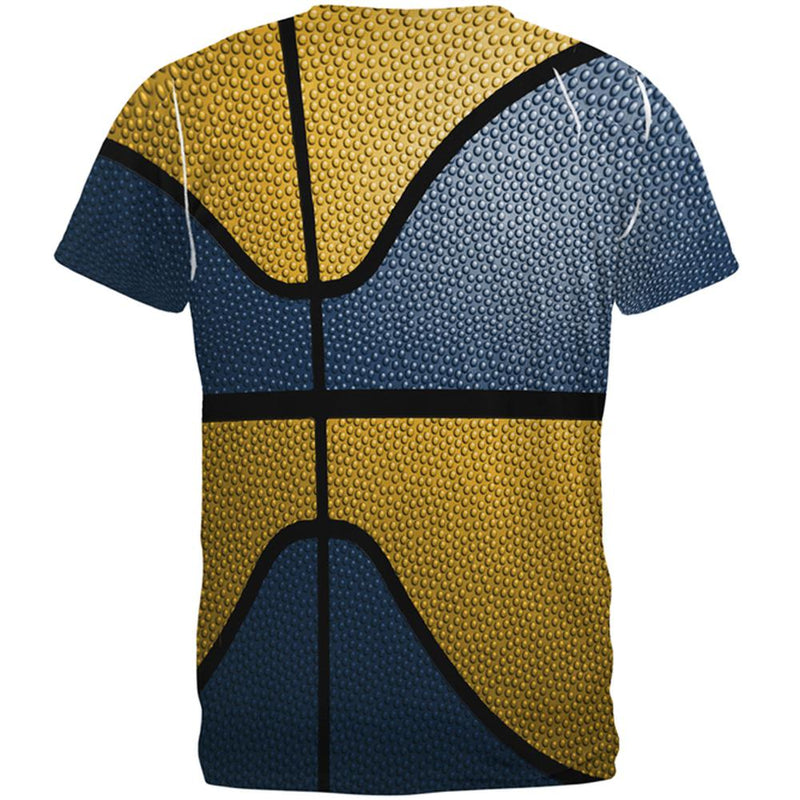 Championship Basketball Navy & Gold All Over Mens T Shirt Men's T-Shirts Old Glory