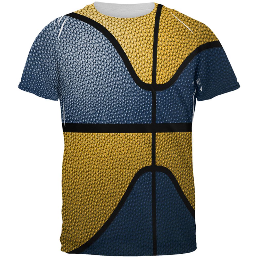 Championship Basketball Navy & Gold All Over Mens T Shirt Men's T-Shirts Old Glory 2XL Multi