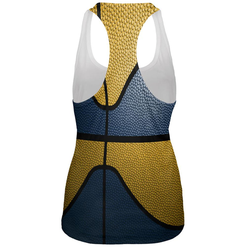 Championship Basketball Navy & Gold All Over Womens Work Out Tank Top Women's Tank Tops Old Glory