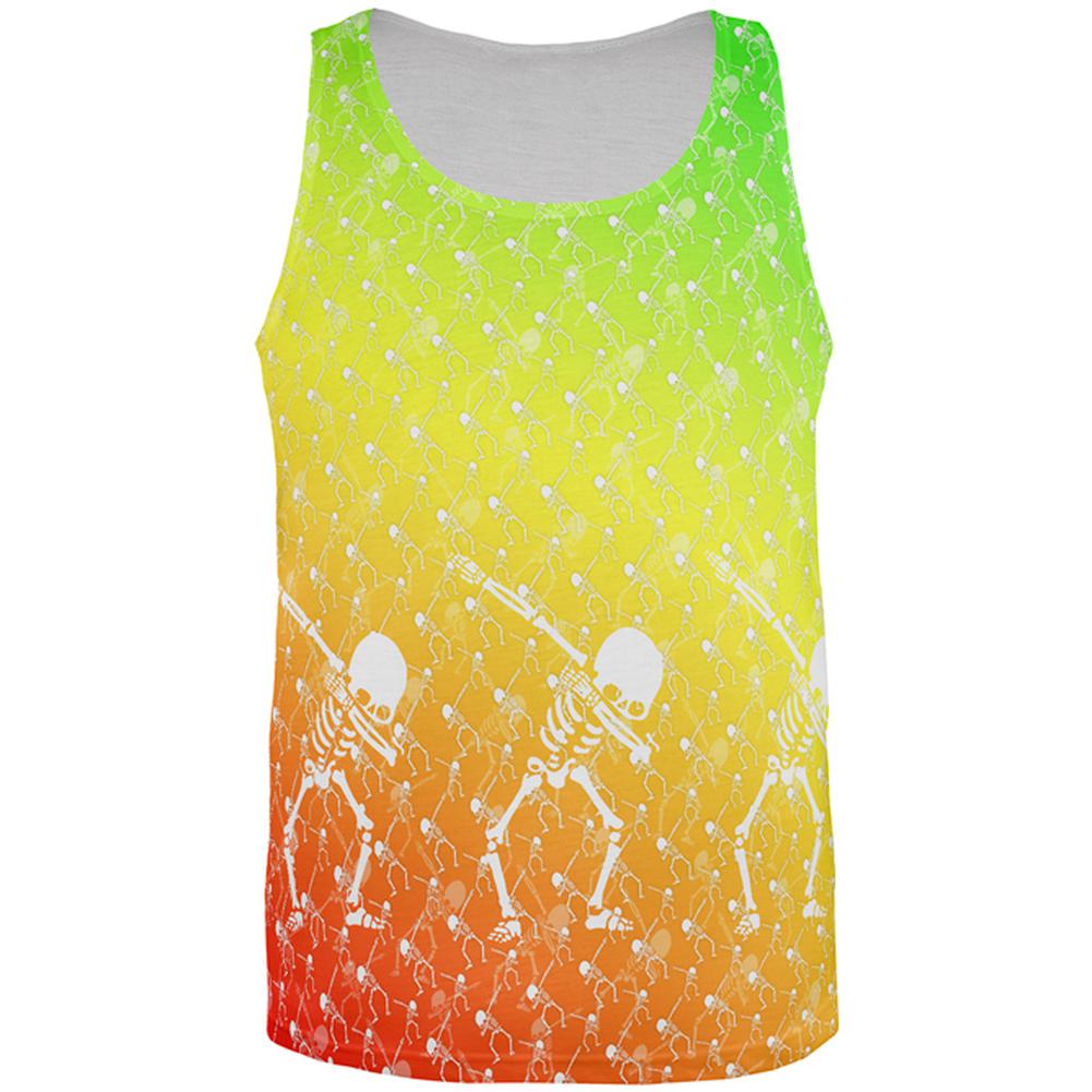 Cinco De Mayo Dancing Dabbing Skeletons All Over Mens Tank Top Men's Tank Tops Old Glory 2XL Multi