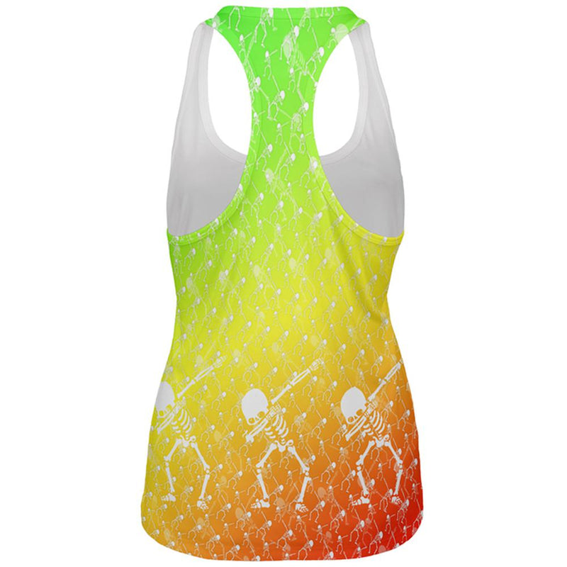 Cinco De Mayo Dancing Dabbing Skeletons All Over Womens Work Out Tank Top Women's Tank Tops Old Glory