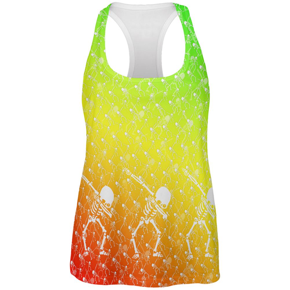 Cinco De Mayo Dancing Dabbing Skeletons All Over Womens Work Out Tank Top Women's Tank Tops Old Glory 2XL Multi