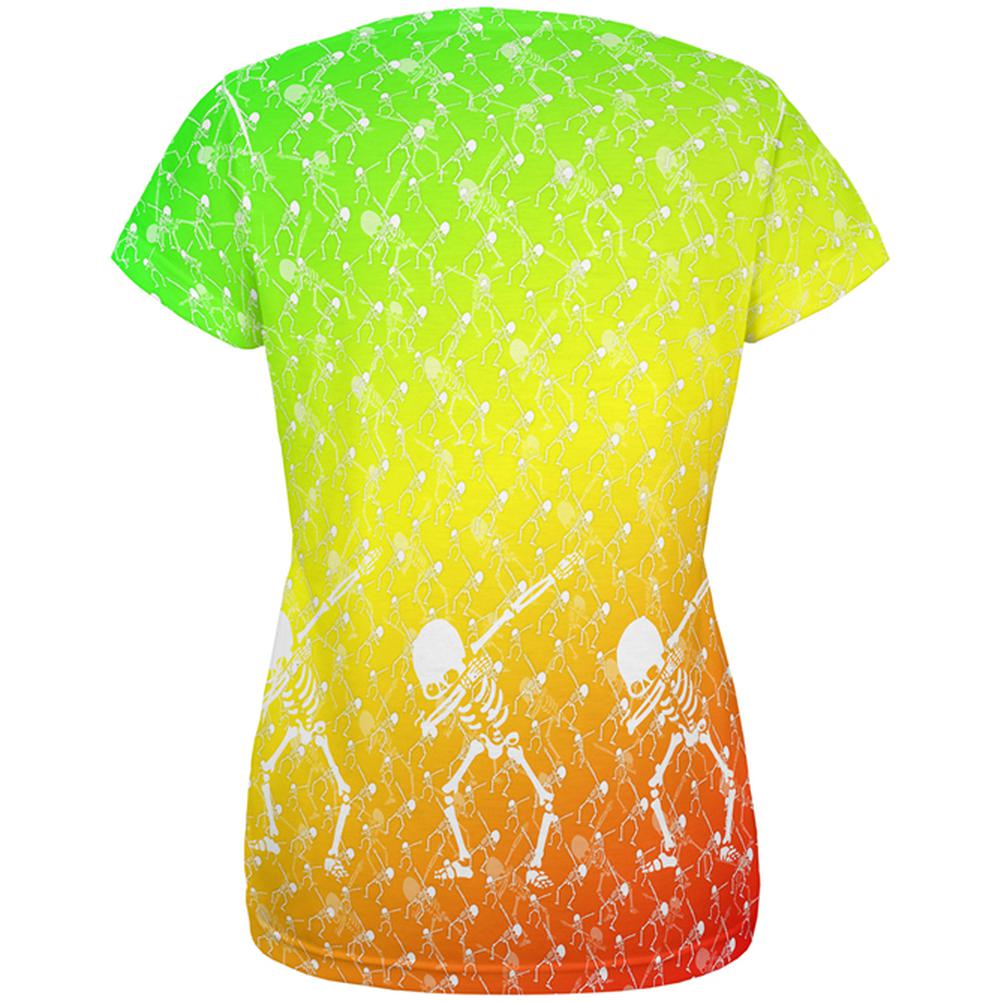 Cinco De Mayo Dancing Dabbing Skeletons All Over Womens T Shirt Women's T-Shirts Old Glory