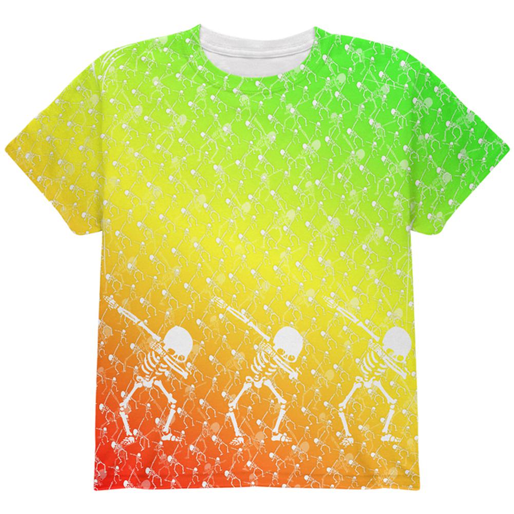 Cinco De Mayo Dancing Dabbing Skeletons All Over Youth T Shirt Youth T-Shirts Old Glory LG Multi