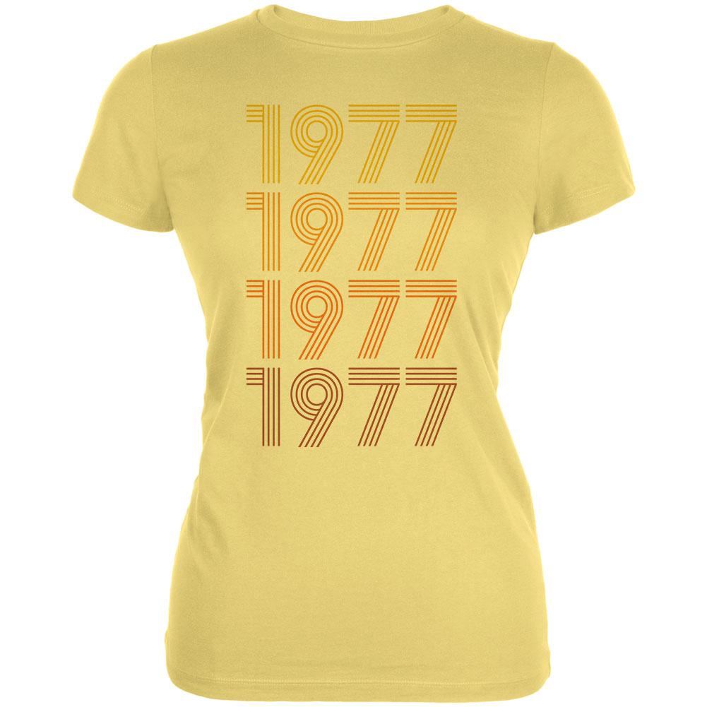 Retro Vintage Flashback Paralines Birthday 1977 Juniors Soft T Shirt Juniors T-Shirts Old Glory LG Yellow