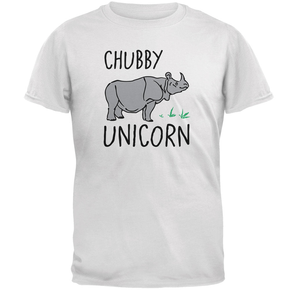 Rhino Chubby Unicorn Doodle Mens Soft T Shirt Men's T-Shirts Old Glory 2XL White