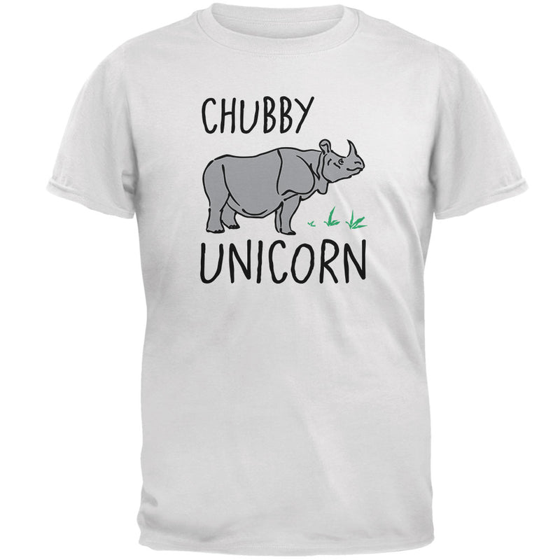 Rhino Chubby Unicorn Doodle Mens Soft T Shirt Men's T-Shirts Old Glory 2XL White