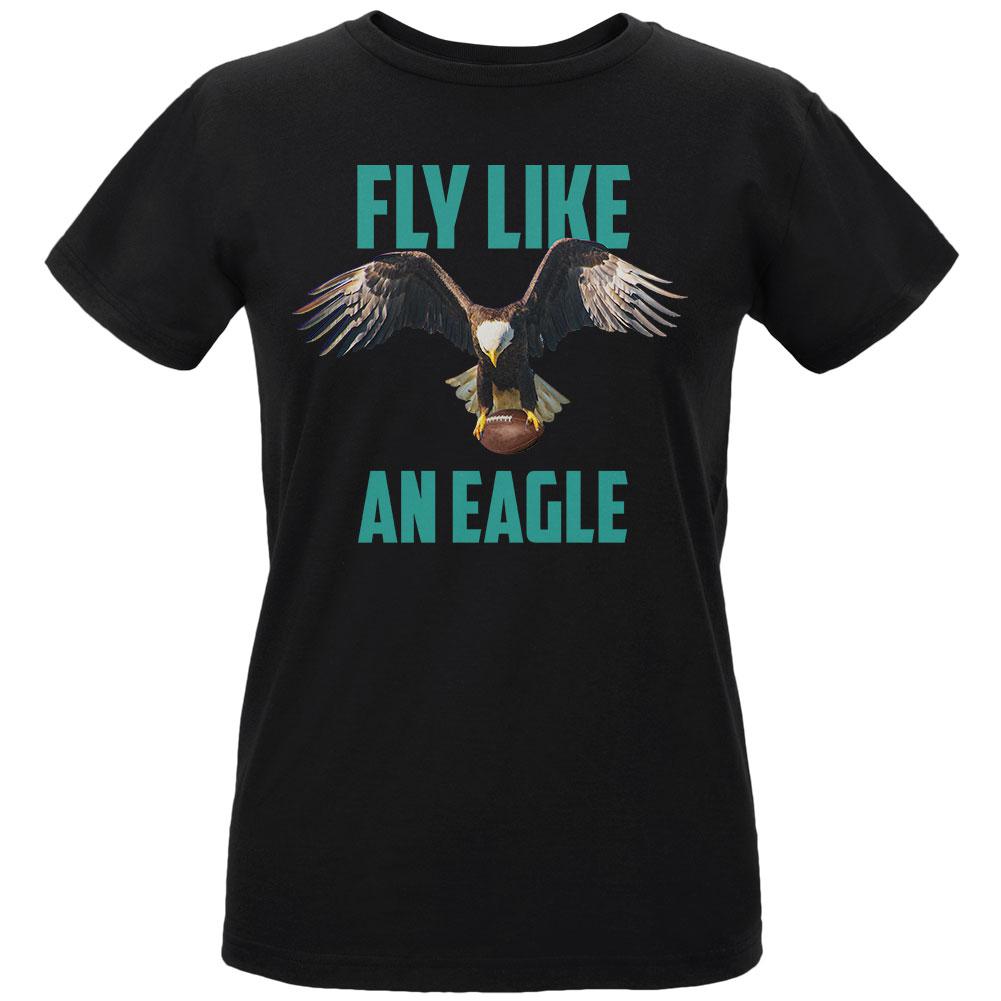 Fly Like an Eagle Flying Football Womens Organic T Shirt Women's T-Shirts Old Glory LG Black
