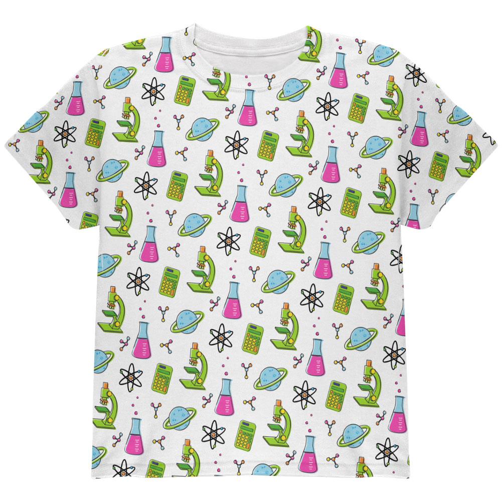 Offset Science Repeat Teacher Gift All Over Youth T Shirt Youth T-Shirts Old Glory LG White