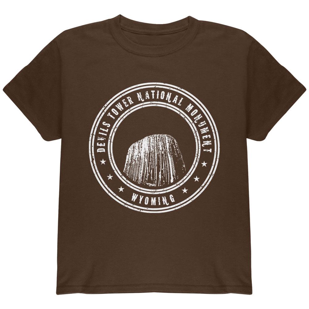 Devils Tower National Monument Youth T Shirt Youth T-Shirts Old Glory LG Brown