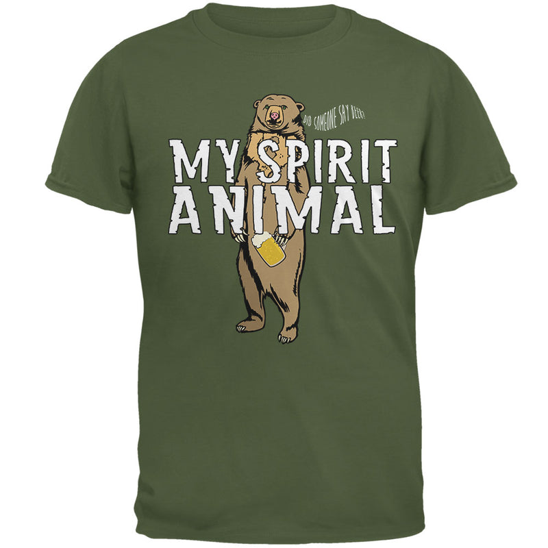 My Spirit Animal Bear Beer Funny Mens T Shirt Men's T-Shirts global 2XL Military Green