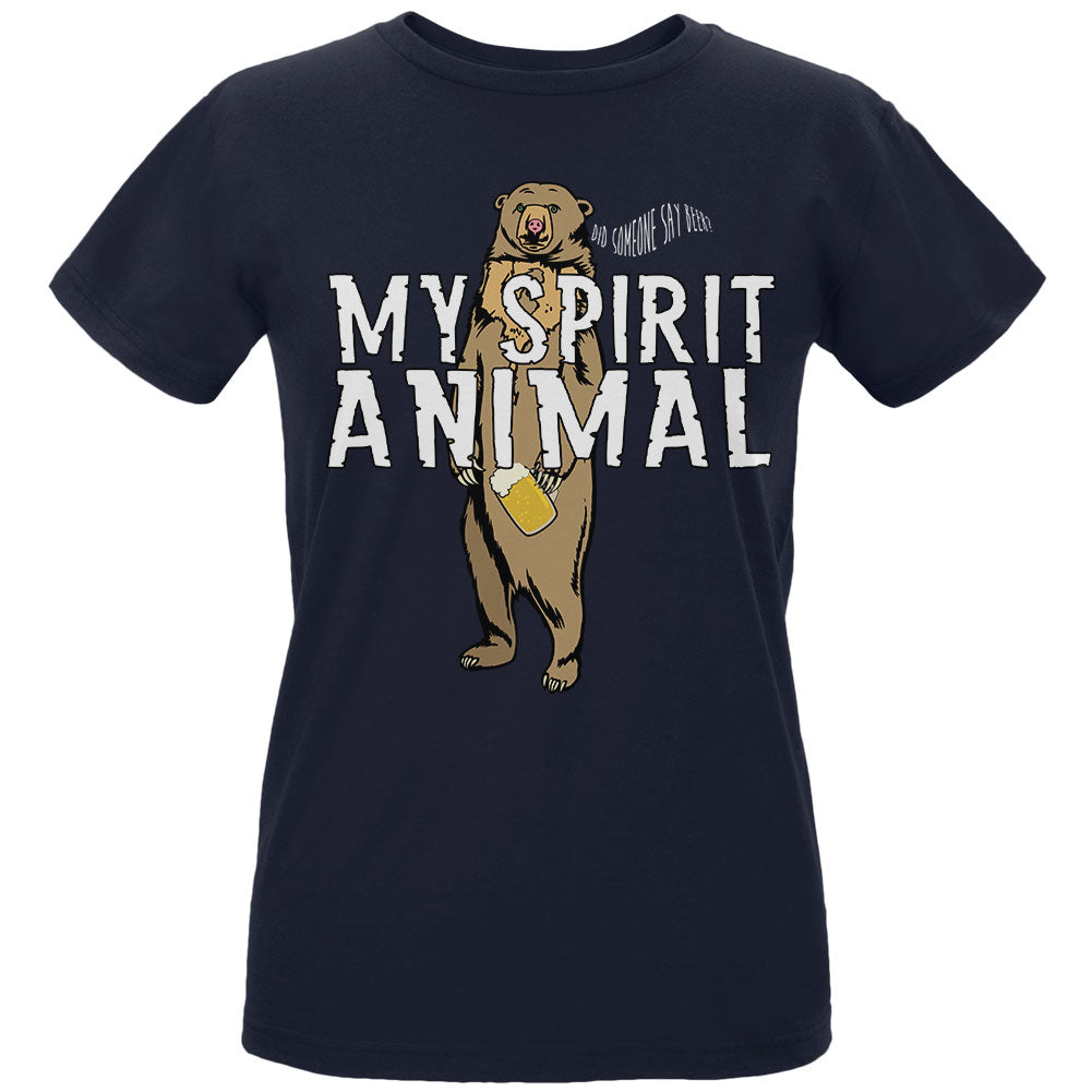 My Spirit Animal Bear Beer Funny Womens Organic T Shirt Women's T-Shirts global LG Navy