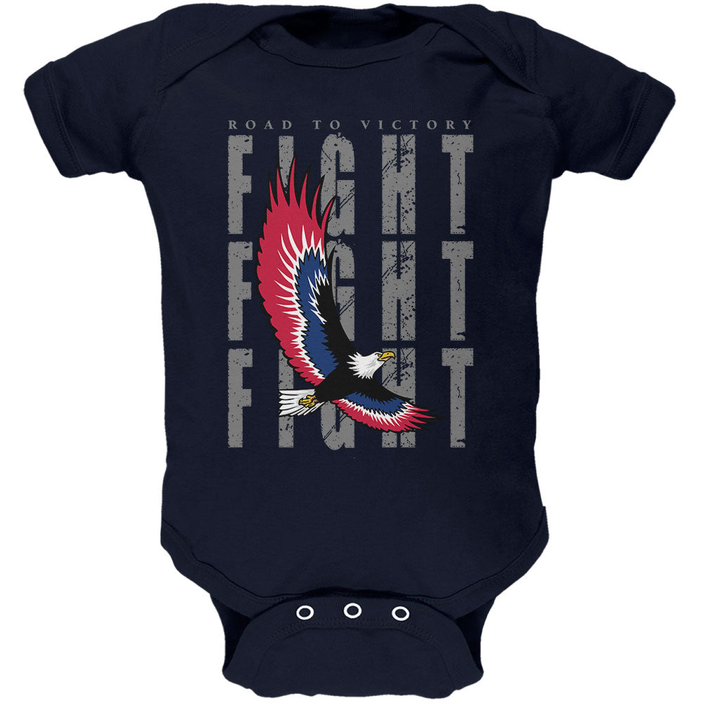4th Of July American Road To Victory Eagle Fight Soft Baby One Piece Baby One Piece 4th of July 0-3M Navy