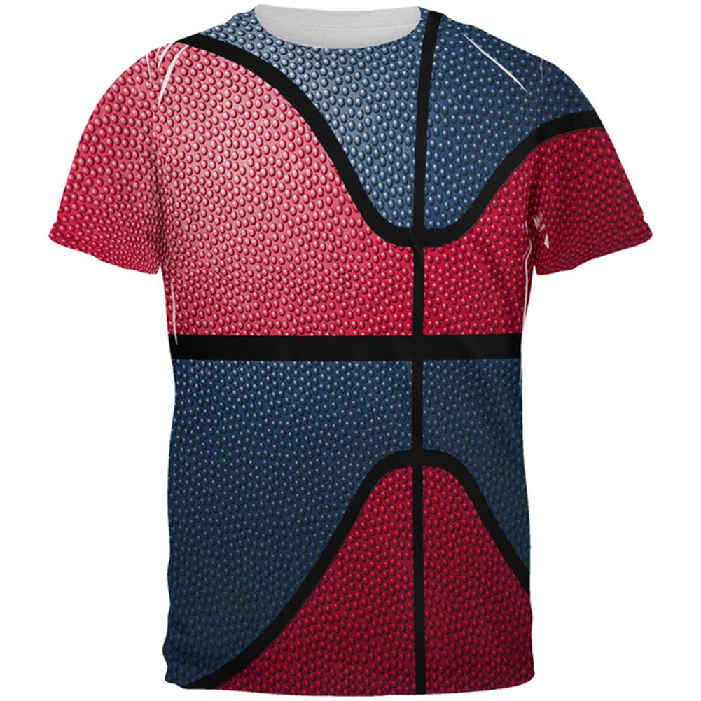 Championship Basketball Red & Navy Blue All Over Mens T Shirt Men's T-Shirts Old Glory 2XL Multi