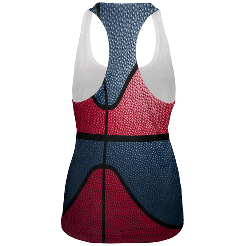 Championship Basketball Red & Navy Blue All Over Womens Work Out Tank Top Women's Tank Tops Old Glory