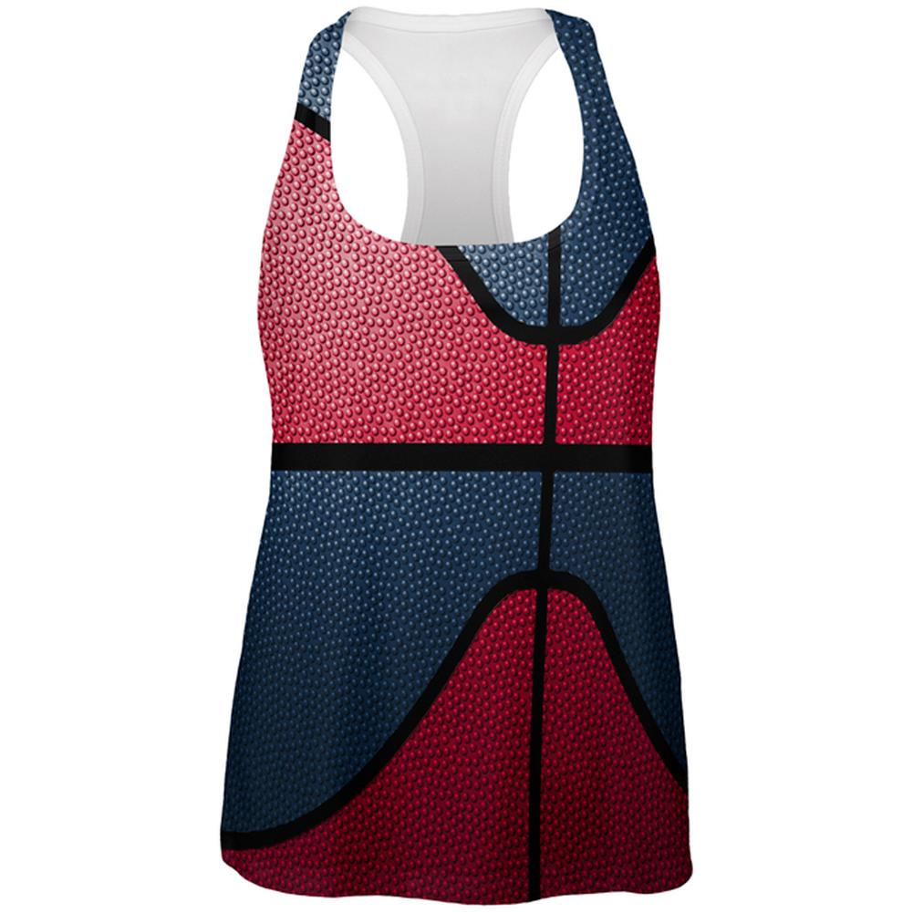 Championship Basketball Red & Navy Blue All Over Womens Work Out Tank Top Women's Tank Tops Old Glory 2XL Multi