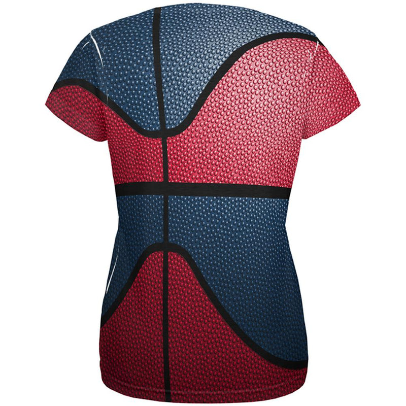 Championship Basketball Red & Navy Blue All Over Womens T Shirt Women's T-Shirts Old Glory