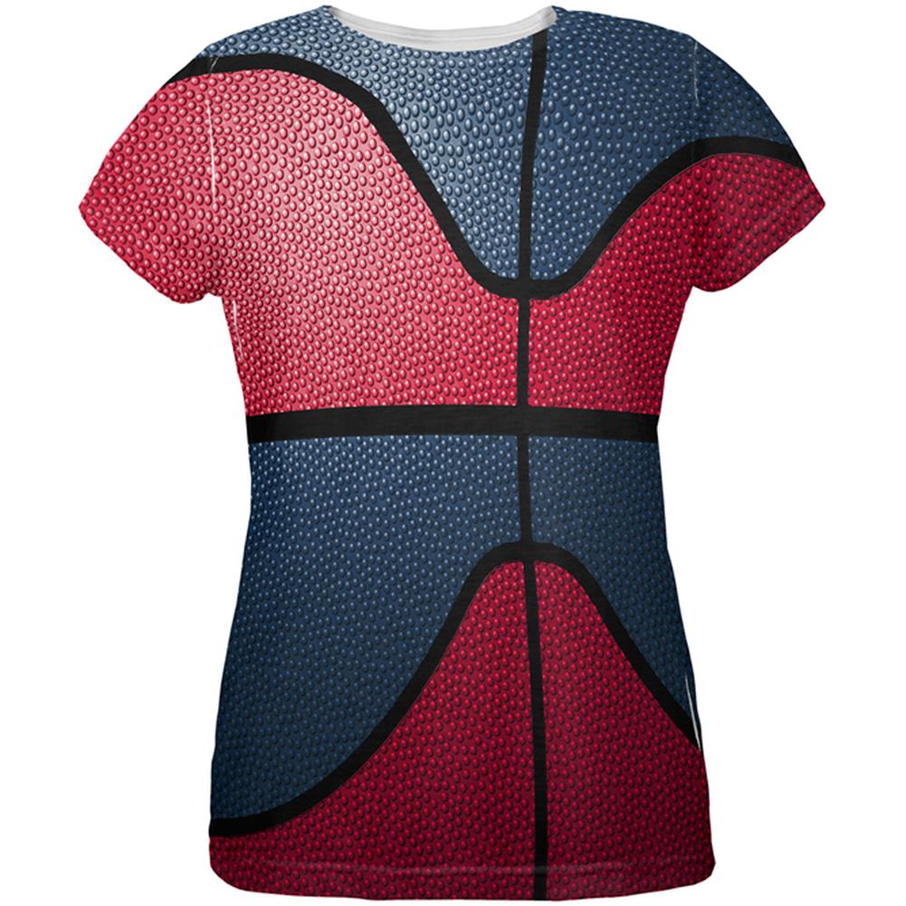 Championship Basketball Red & Navy Blue All Over Womens T Shirt Women's T-Shirts Old Glory 2XL Multi