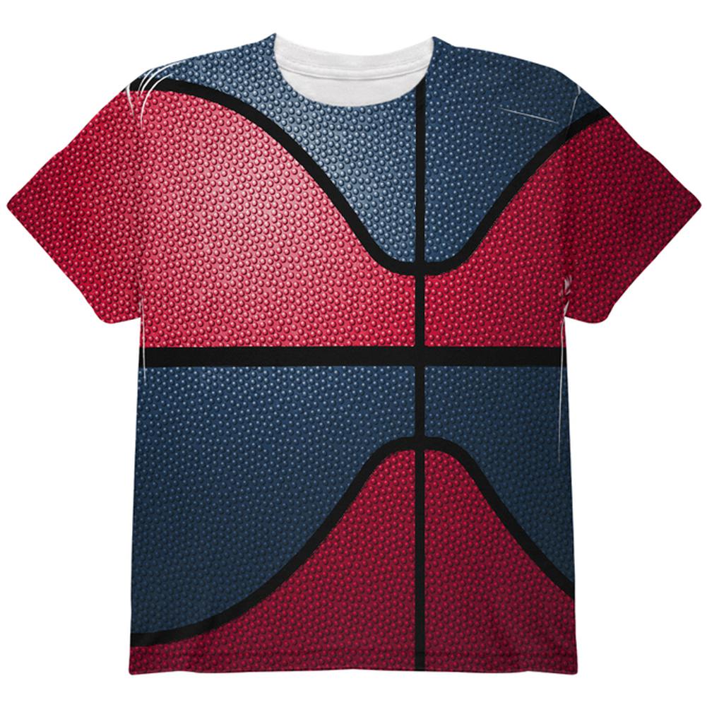 Championship Basketball Red & Navy Blue All Over Youth T Shirt Youth T-Shirts Old Glory LG Multi