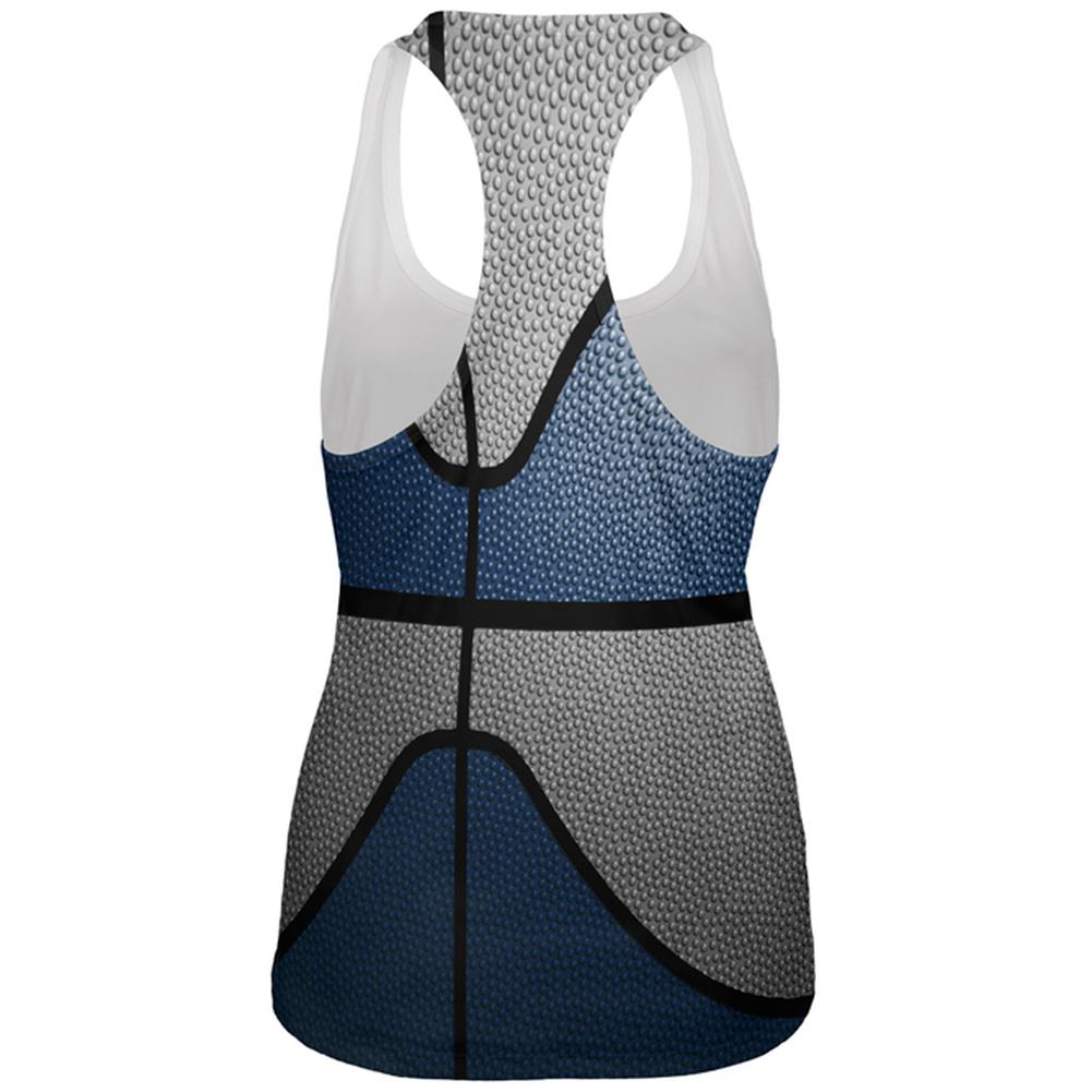 Championship Basketball Navy Blue & Grey All Over Womens Work Out Tank Top Women's Tank Tops Old Glory