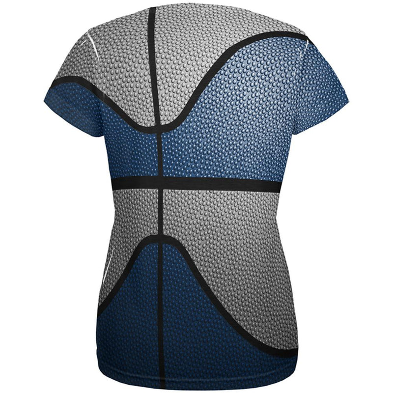 Championship Basketball Navy Blue & Grey All Over Womens T Shirt Women's T-Shirts Old Glory