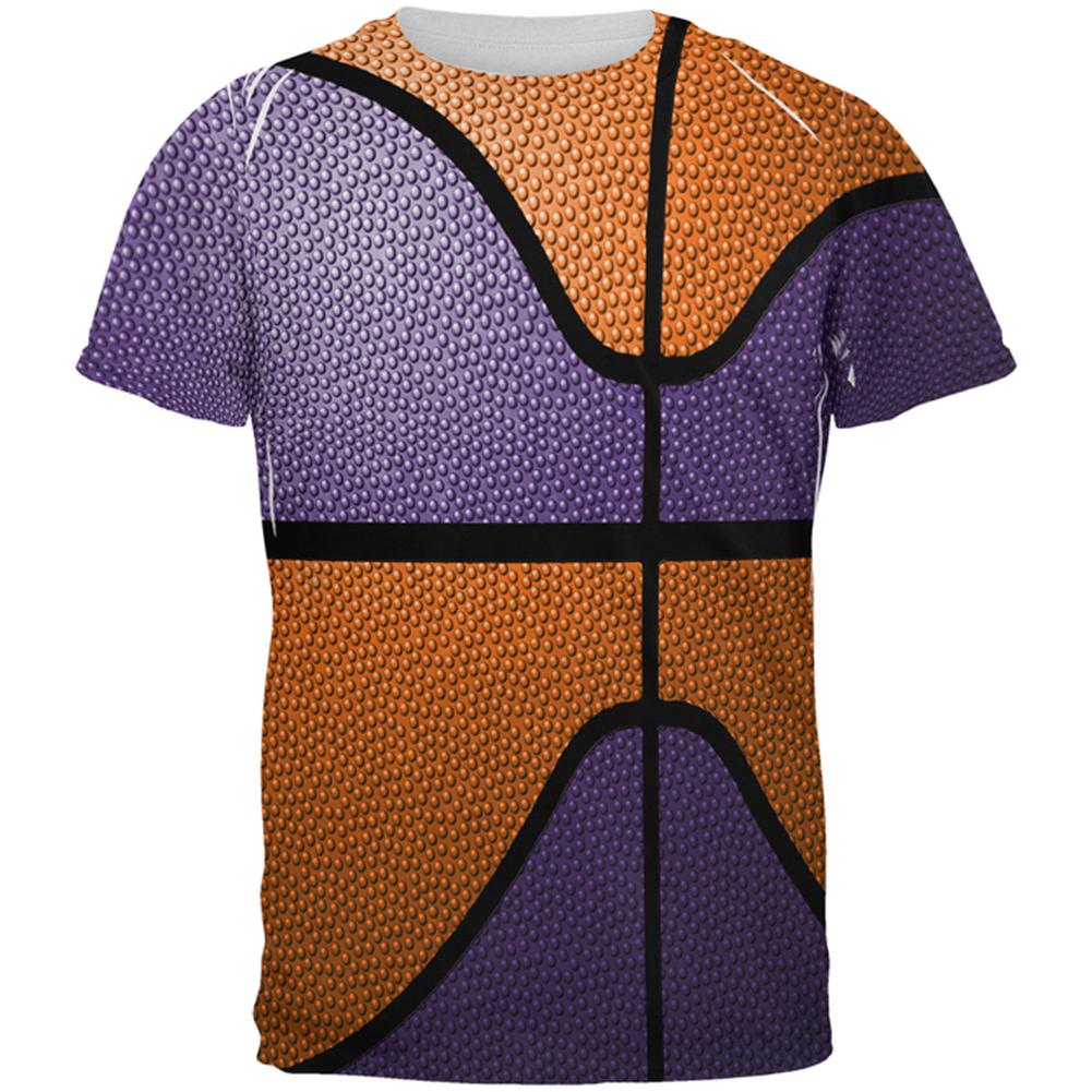 Championship Basketball Orange & Purple All Over Mens T Shirt Men's T-Shirts Old Glory 2XL Multi