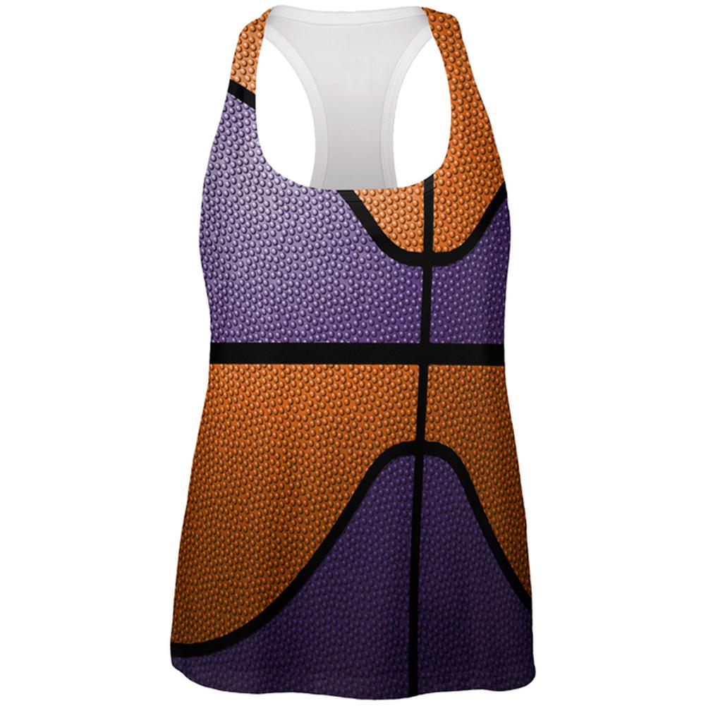 Championship Basketball Orange & Purple All Over Womens Work Out Tank Top Women's Tank Tops Old Glory 2XL Multi