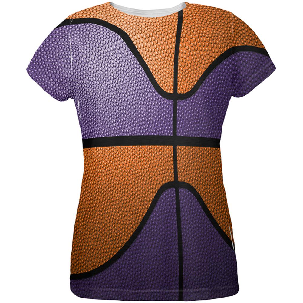 Championship Basketball Orange & Purple All Over Womens T Shirt Women's T-Shirts Old Glory 2XL Multi