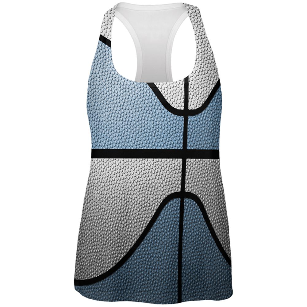 Championship Basketball Light Blue & White All Over Womens Work Out Tank Top Women's Tank Tops Old Glory 2XL Multi