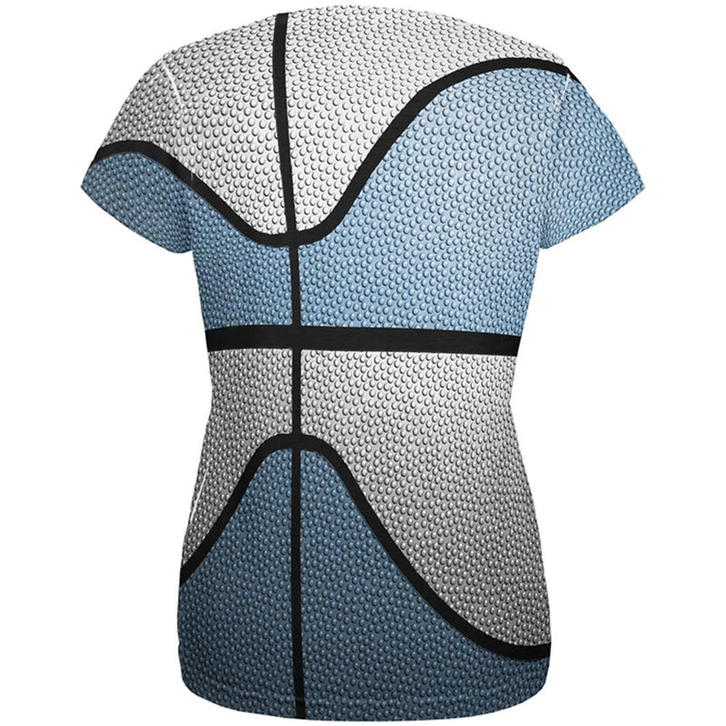Championship Basketball Light Blue & White All Over Womens T Shirt Women's T-Shirts Old Glory