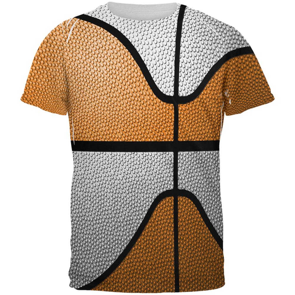 Championship Basketball Orange & White All Over Mens T Shirt Men's T-Shirts Old Glory 2XL Multi