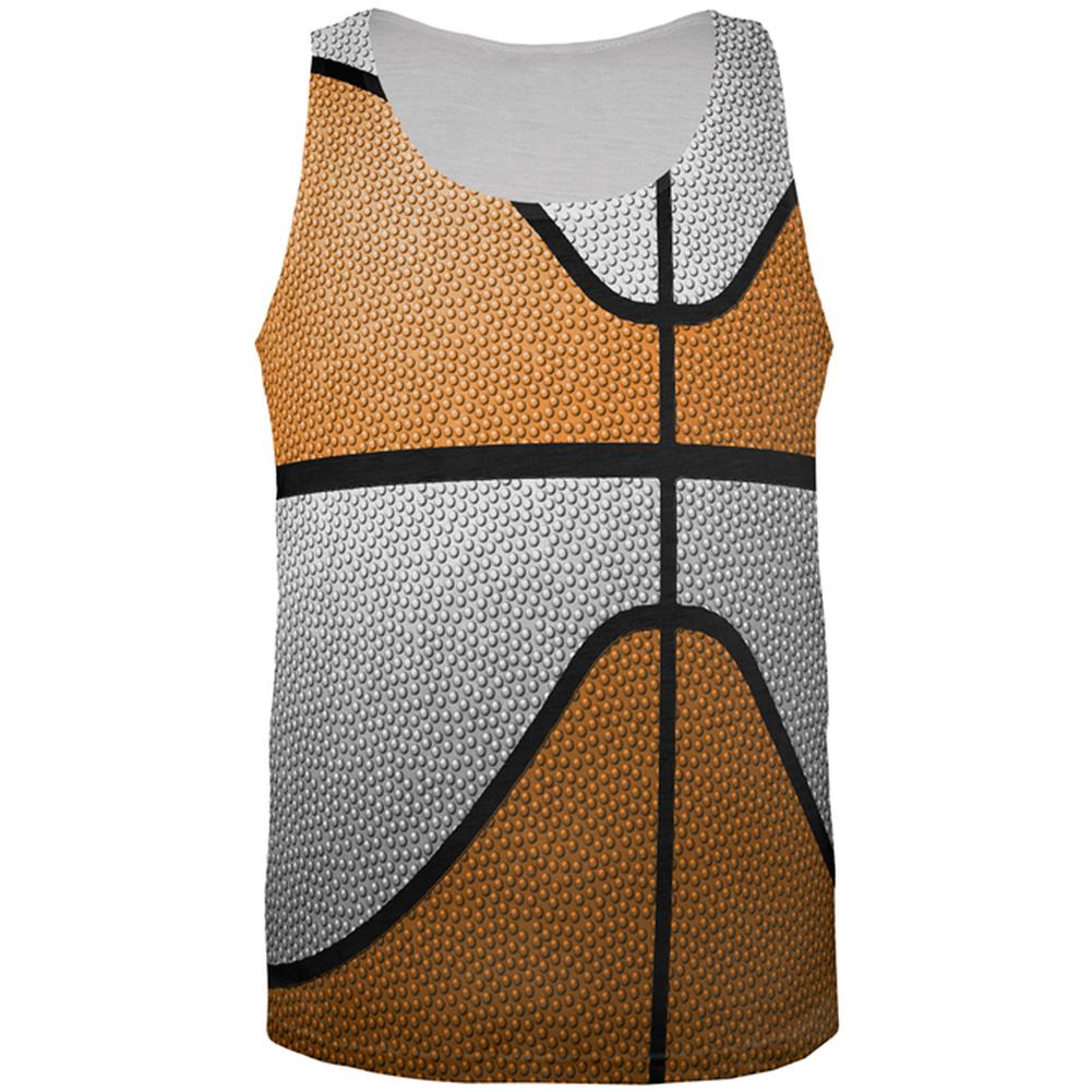 Championship Basketball Orange & White All Over Mens Tank Top Men's Tank Tops Old Glory 2XL Multi