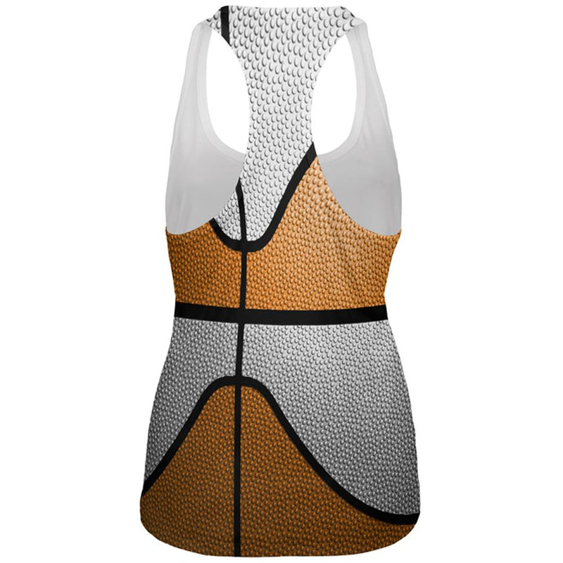 Championship Basketball Orange & White All Over Womens Work Out Tank Top Women's Tank Tops Old Glory