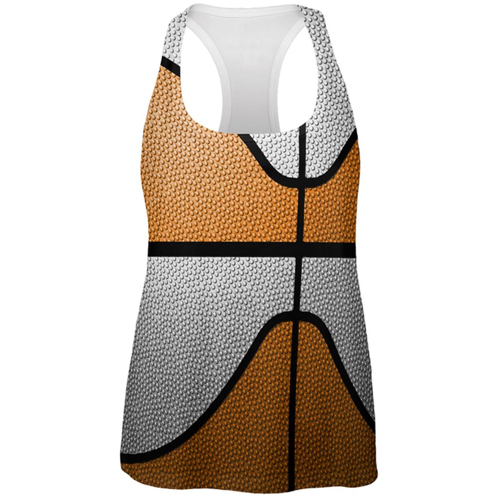 Championship Basketball Orange & White All Over Womens Work Out Tank Top Women's Tank Tops Old Glory 2XL Multi