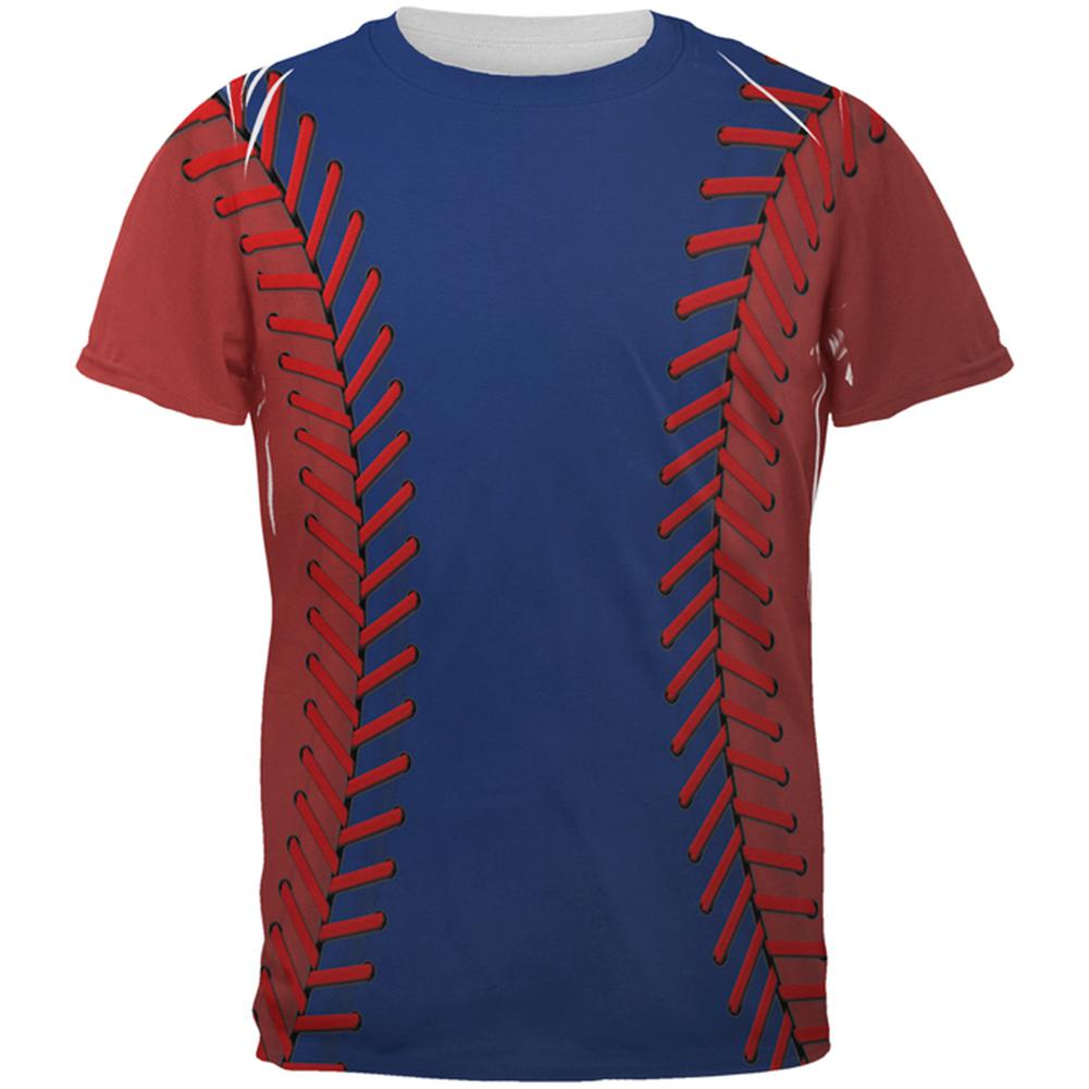 Baseball League Blue and Red All Over Mens T Shirt Men's T-Shirts Old Glory 2XL Multi