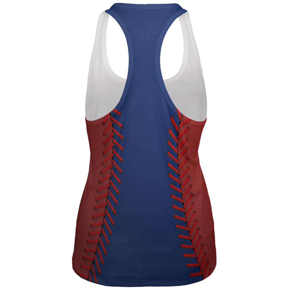 Baseball League Blue and Red All Over Womens Work Out Tank Top Women's Tank Tops Old Glory