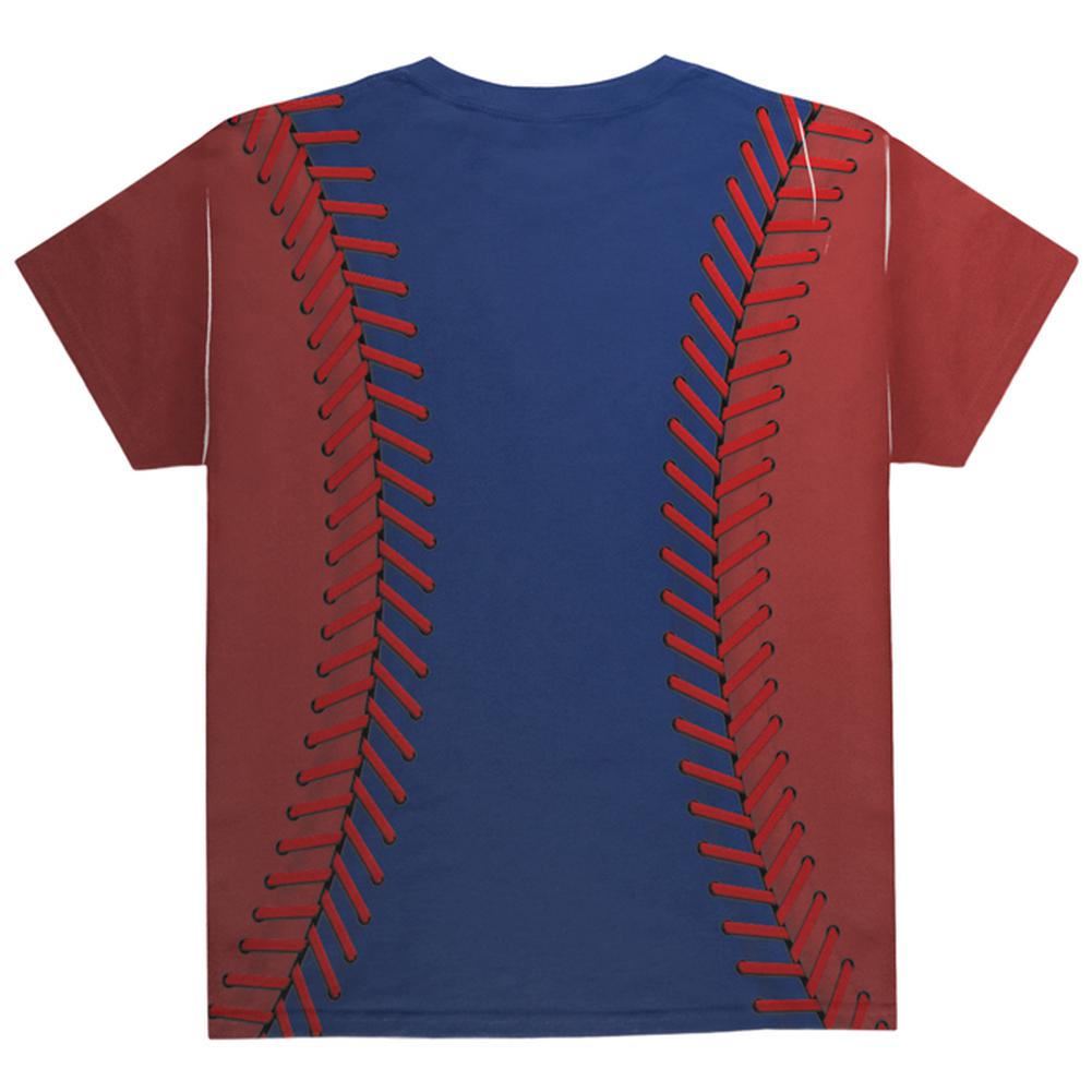 Baseball League Blue and Red All Over Youth T Shirt Youth T-Shirts Old Glory