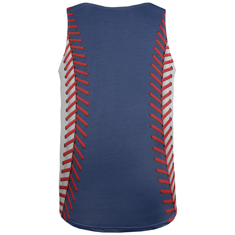Baseball League Blue and White All Over Mens Tank Top Men's Tank Tops Old Glory