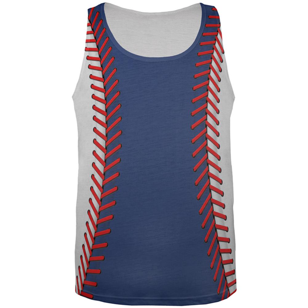 Baseball League Blue and White All Over Mens Tank Top Men's Tank Tops Old Glory 2XL Multi