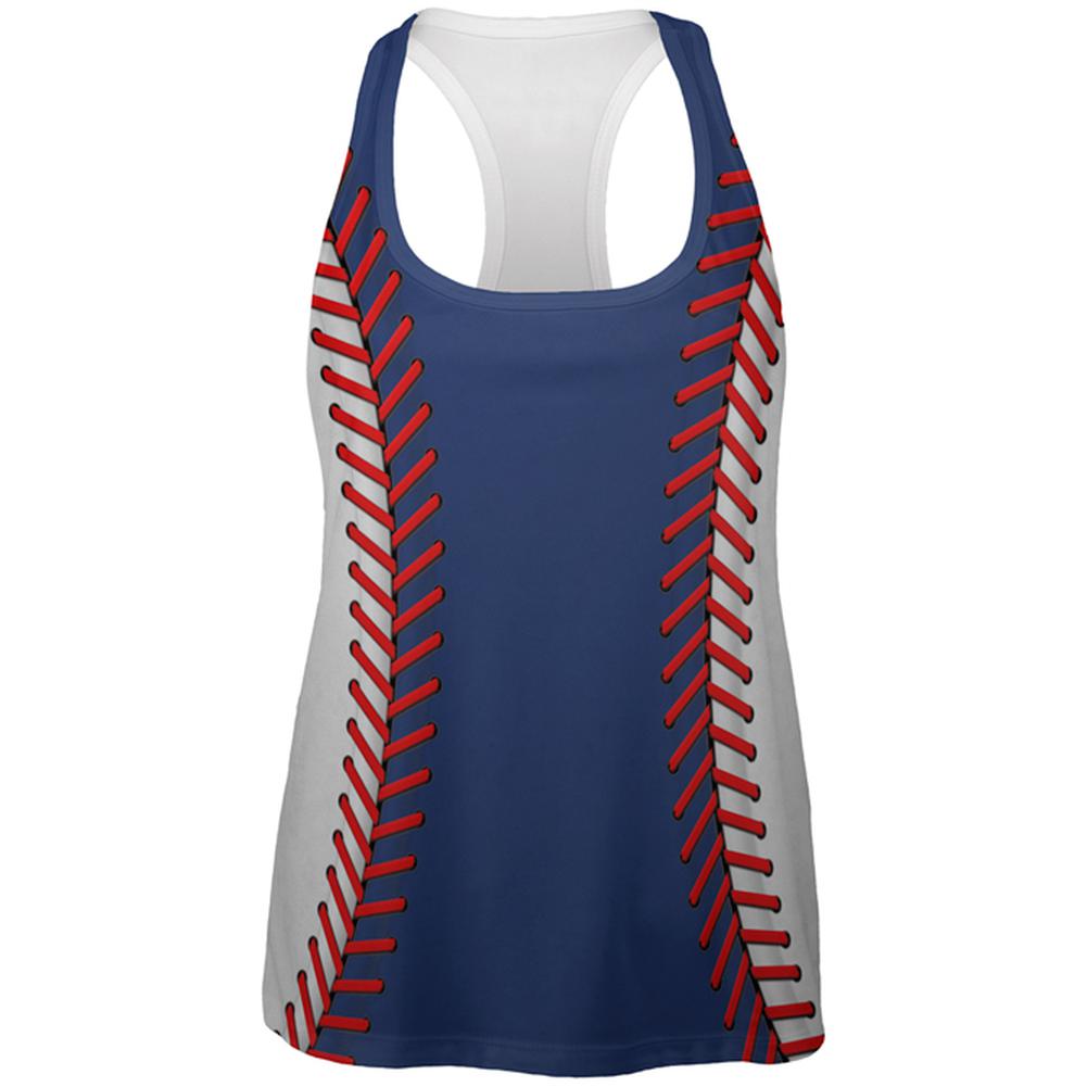 Baseball League Blue and White All Over Womens Work Out Tank Top Women's Tank Tops Old Glory 2XL Multi