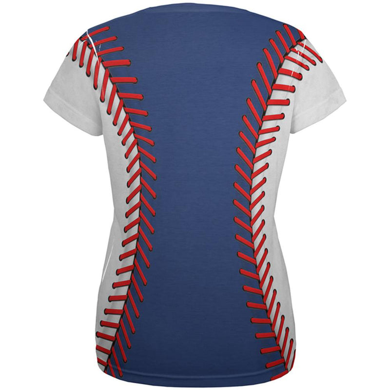 Baseball League Blue and White All Over Womens T Shirt Women's T-Shirts Old Glory