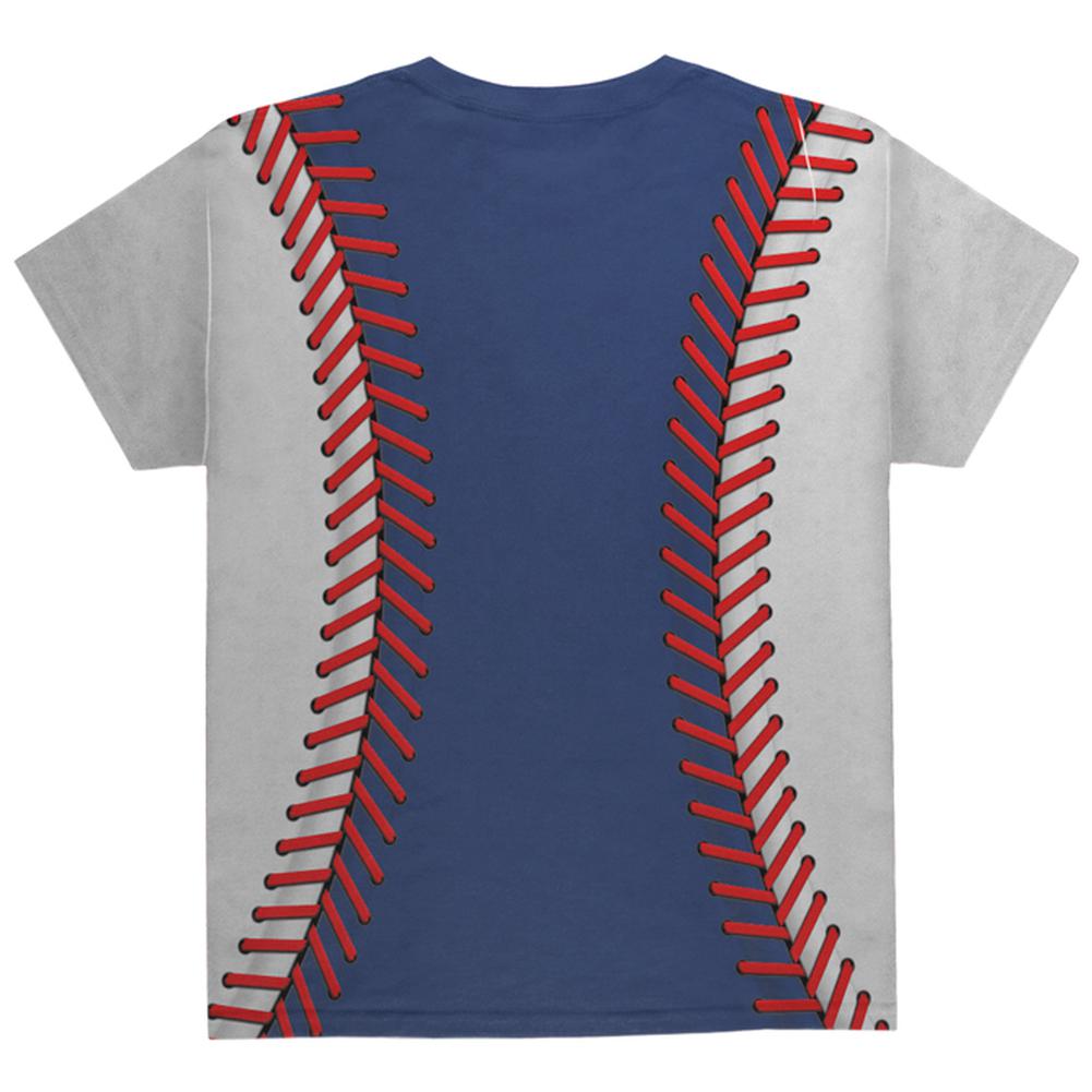 Baseball League Blue and White All Over Youth T Shirt Youth T-Shirts Old Glory