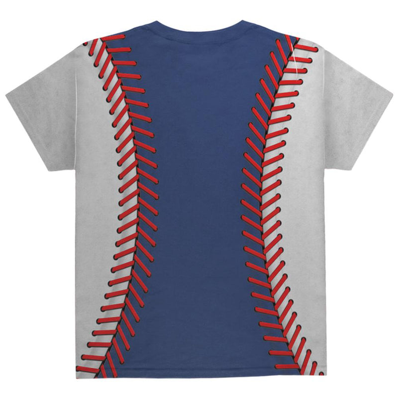 Baseball League Blue and White All Over Youth T Shirt Youth T-Shirts Old Glory